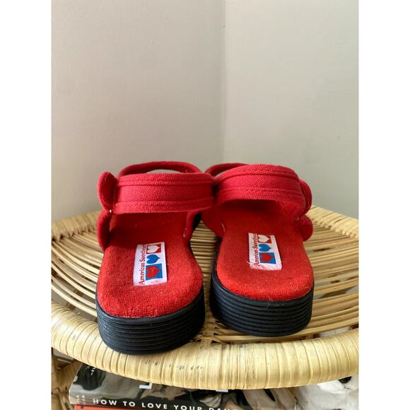 American Sweetheart Cherry Red Canvas Womens Sandals  Sz 8 - Picture 7 of 9
